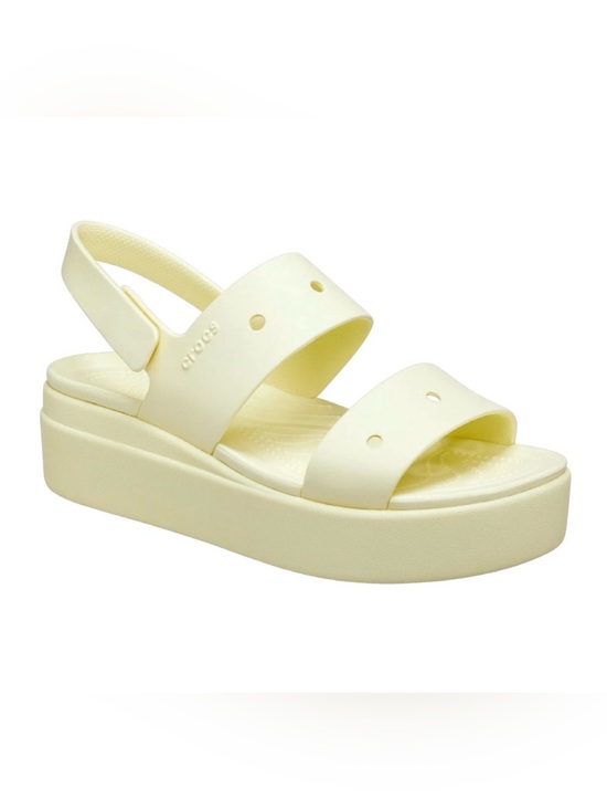 CROCS Shoes - CROCS BROOKLYN 4U WEDGE Platform SANDAL BUTTER CREAM US W 9
